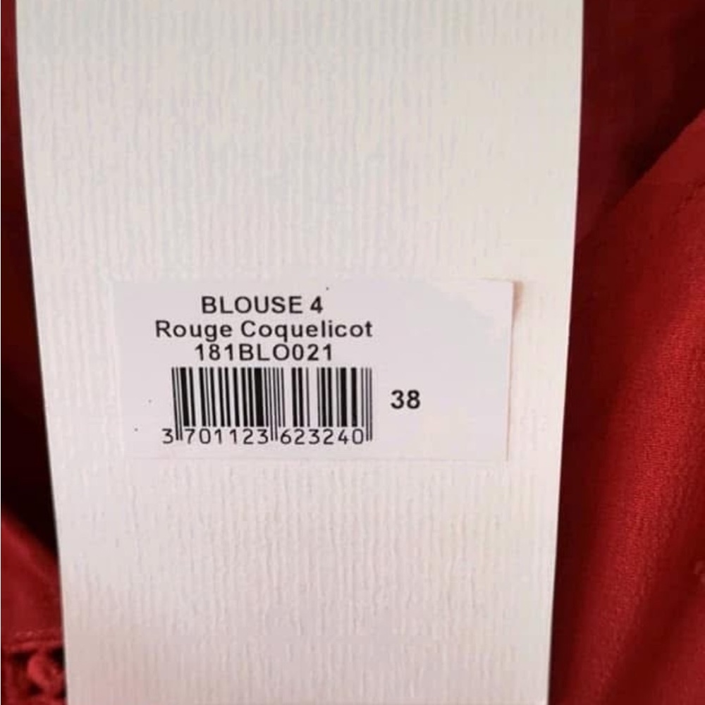 Sezane Brick Red Peasant Bohemian Long Sleeve Blouse Size 36/4 - Picture 11 of 12